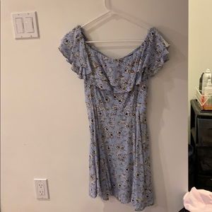 blue dress off the shoulder dress